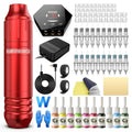 Red Rotary Tattoo Machine Kit with 20 Cartridges & Ink - Beginner Friendly