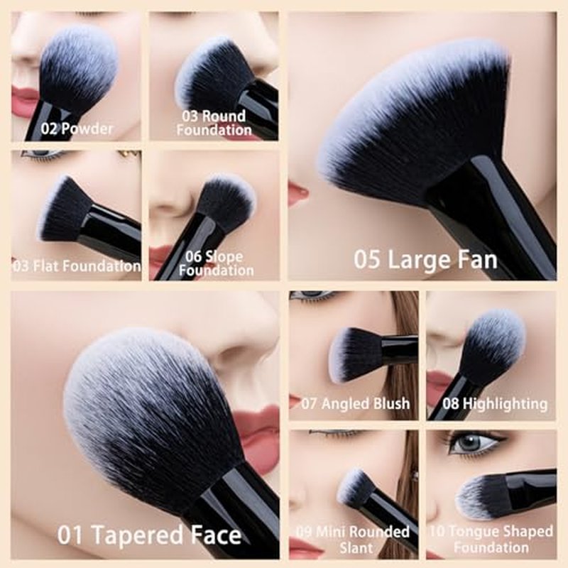 29pcs Black Professional Makeup Brush Set Kabuki Powder Concealers Eye shadows Blush Eyeliner Eyebrow Contour Eye blending Brushes (29pcs brush)