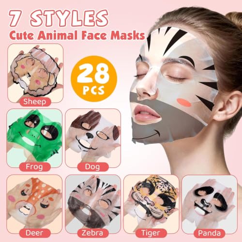 G-28 Pack Animal Collagen Face Masks Set for Kids & Teens – Hydrating Fun Masks