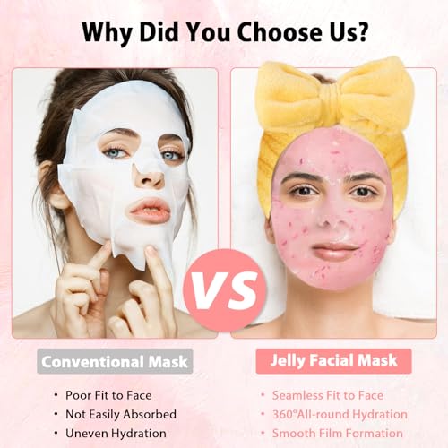 Pjordo Jelly Masks Set 10 Pack with Mixing Bowl - Classic Kit for Hydrating & Nourishing Skin - Variant: 10T