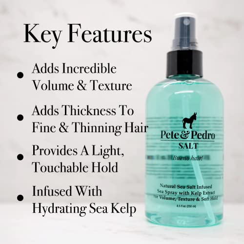 Pete & Pedro Salt Natural Sea Salt Spray 8.5 oz Pack of 2 - Adds Volume & Texture