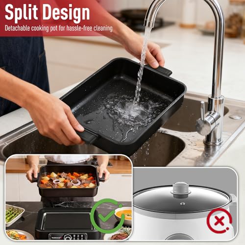 7.5-Quart Electric Skillet & Multi-Cooker with Non-Stick Pan, 5 Heat Settings