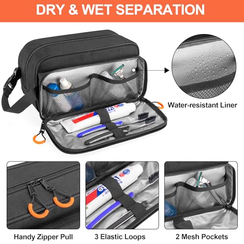 Prokva Tactical Toiletry Travel Bag for Men - Black Men's Dopp Kit Organizer