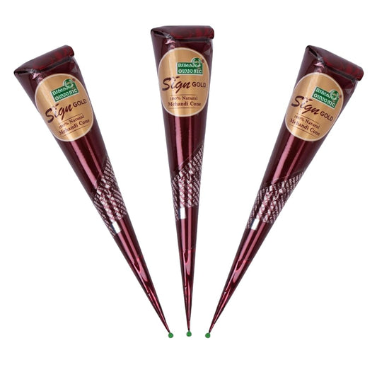 Natural Henna Paste Cones for Hair – 100% Pure & Ready to Use | No Ammonia or Chemicals | Pack of 3 – Dark-Brown, 30g Each Cone