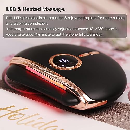 VRAIKO Eclipse Gua Sha Facial Tools, Electric Face Massager with 3-Level Heat & Vibration & 1000mAh Battery, Neck & Face Lift, Wrinkle and Puffiness Reduction