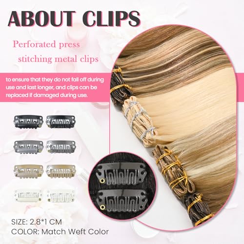 12 Inch Dark Brown Clip-In Hair Extensions - Remy Human Hair, 7 Pieces