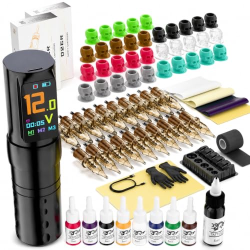 Wireless Tattoo Pen Kit 2000mAh - Professional Portable Tattoo Machine with Color Screen