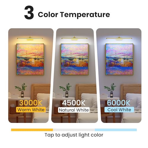 24-Inch Brass Wireless Picture Light with Remote & 8000mAh Battery - Wall Art Lighting