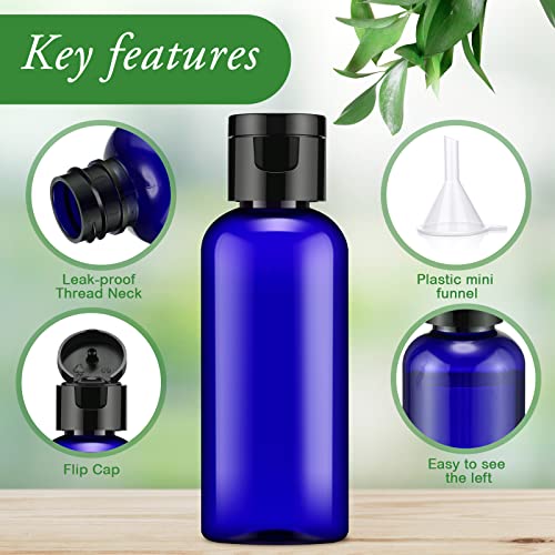 100 Pack 2 oz Travel Plastic Lotion Bottles with Flip Caps - Blue