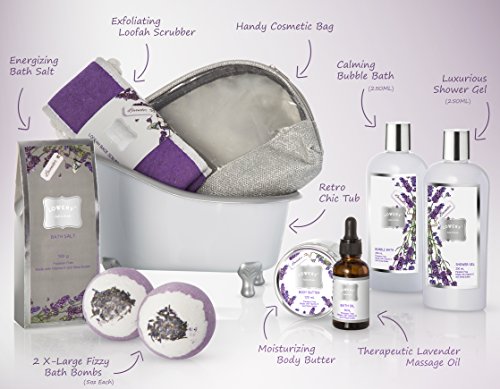 Luxury Bath Gift Set for Women with Bath Bombs, Salts, Body Lotion & More