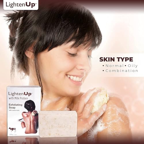 OMIC Lighten-Up Lactic Acid Exfoliating Soap 7 oz Pack of 2 Brightening Body Bar for Knees & Armpits