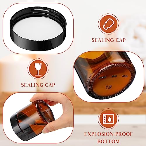 Norme 48 Pcs 4 oz Glass Jars with Lids Leakproof Round Airtight Empty Cosmetic Jars with Inner Liners Lid for Storing Lotions Powder Ointments Candle Making Tins (Black,Amber)
