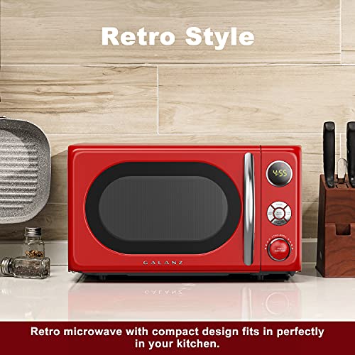 Galanz 0.7 Cu.Ft Microwave Oven with LED Lighting & Child Lock - Retro Red