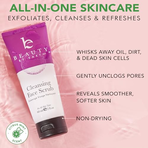 Face Wash and Scrub - USA Made with Natural & Organic Ingredients, Non Toxic Face Wash and Facial Exfoliator for Sensitive Skin, Gentle Cleanser for Women & Men
