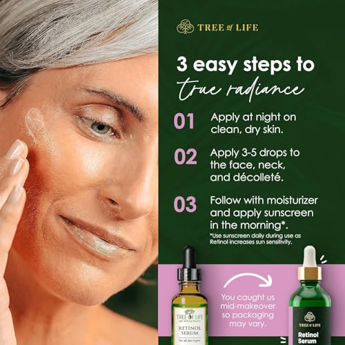 Tree of Life Retinol Face Serum 2oz Pack of 4 - Anti-Aging, Hydrating Skin Care