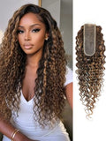 Honey Blonde Deep Wave 2x6 HD Lace Closure - 12 Inch, P4/27 Highlight Ombre