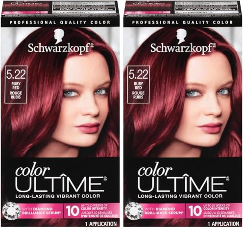 2 Count Permanent Red Hair Dye - Schwarzkopf Color Ultime Ruby Red, Vibrant & Fade-Resistant