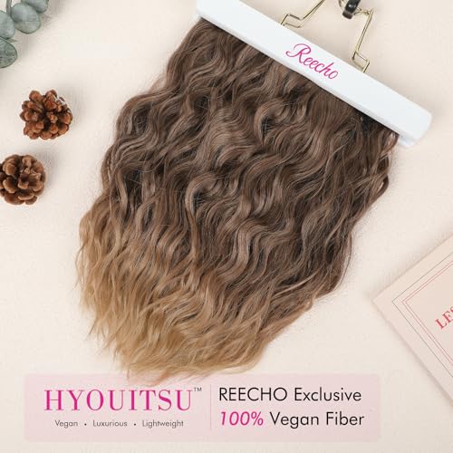 Clip in Hair Extensions 12 Inch Curly Wavy Natural Soft Hairpieces for Women - Light Brown with Golden Ends - 4 Pack