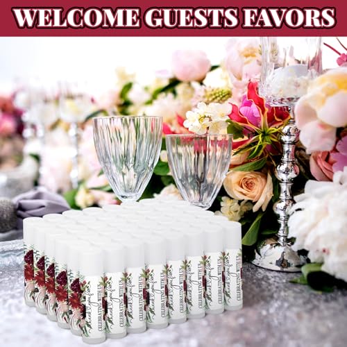 Wedding Flower Lip Balm Favors Bulk 50pcs - Bridal Shower & Wedding Gifts