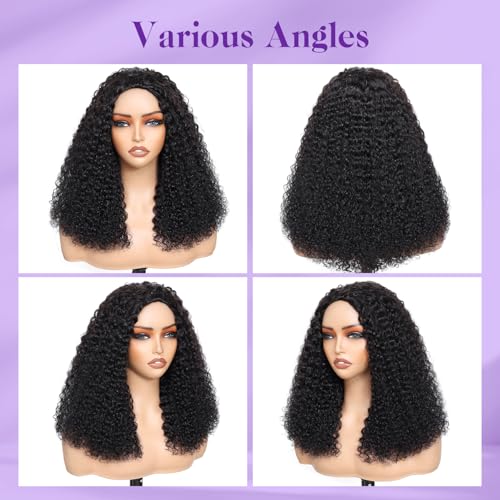 Lace Wigs 17/18 Inch Transparent Lace Human Hair Half Wig 3-in-1 Kinky Curly Flip Over with Drawstring