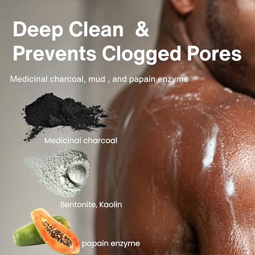 Pelican Soap 8EA Black Bar Soap for Women & Men, Exfoliating Bar Soap for Sensitive Skin& Pore Cleansing, Charcoal Soap Bar & Natural Soap Bar for Acne-Prone Skin with Papaya Enzyme& Kaolin from Japan