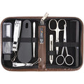 Drei Schwerter Germany 10-Piece Manicure Pedicure Grooming Kit - Brown Leather Case