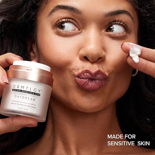 DRMTLGY Day Dream Sunscreen & Face Moisturizer SPF 40 ? Water & Sweat-Resistant Sunscreen for Sensitive Skin ? UVA/UVB Protection, Skin Care & Makeup Friendly | UVA/UVB Protection, FSA HSA Eligible