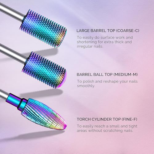 Colorful Nail Drill Bits Set for Acrylic & Gel Removal - 7 Pcs Professional Manicure Kit