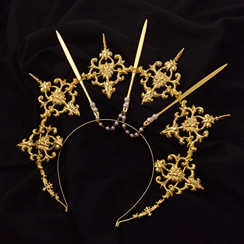 Gold Halo Crown Headband for Women Halloween Costume Accessory - Blessume