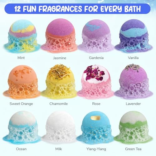 Kids Bath Bombs with Surprise Toys - Natural, Vibrant & Skin-Friendly (12 Pack)