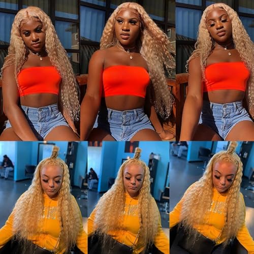 Water Wave Blonde Hair Extensions - Unprocessed Virgin Human Hair Bundles 28 Inch - Variation P27613/W