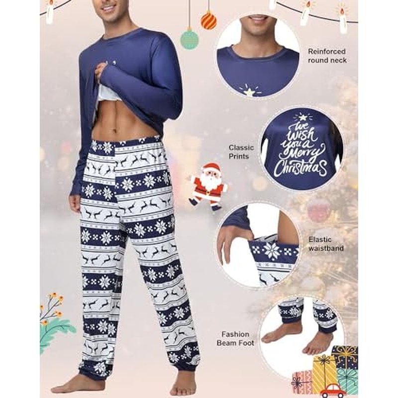 Liitrsh Family Christmas Pajamas Matching Sets Couples Christmas Pajamas Soft Warm Xmas Pjs Sleepwear for Adults Men Women