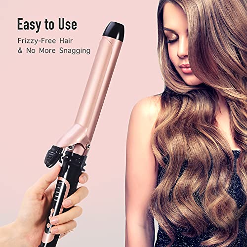 Long Barrel Curling Iron - 1.25 Inch Ceramic Curling Iron for Long Hair - Rose Gold