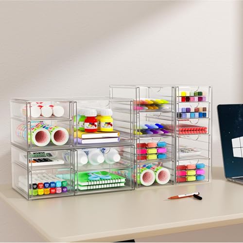 YFXCVSL 6-Pack Acrylic 31-Drawer Makeup & Storage Organizer for Desk