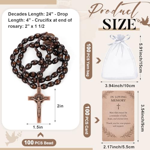 100 Sets Funeral Favor with Rosary Beads & Memorial Cards - Sympathy Gift
