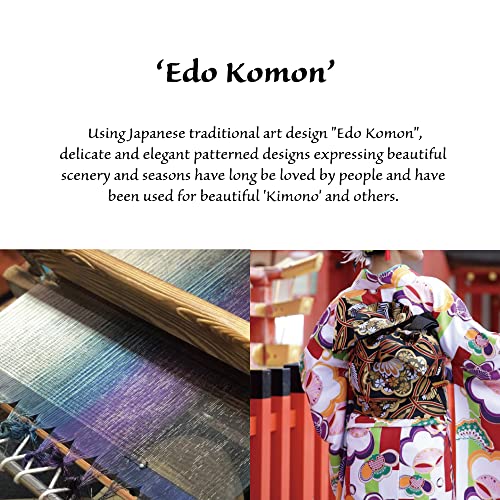 Kiss Lock Small Makeup Bag for Purse [ Made in Japan] Traditional Edo Komon Design Cute Cosmetic Pouch (Cherry blossom (Black))