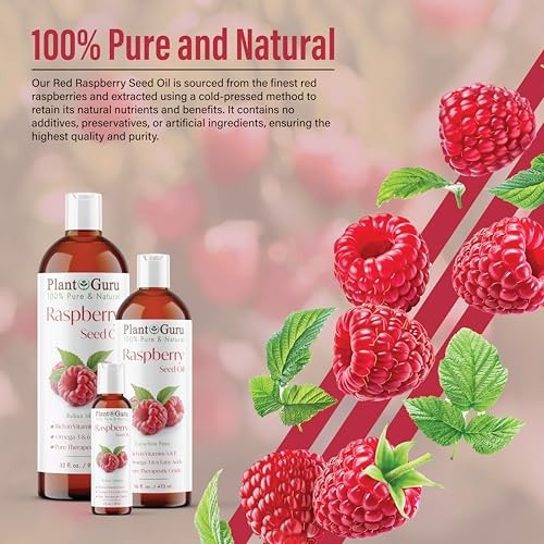 Red Raspberry Seed Oil 4 fl. oz. Cold Pressed Unrefined 100% Pure & Natural Carrier ? Ideal for Skin, Face, Body, and Hair Moisturizer. Great for DIY Soap, Creams, Lotions, and Lip Balms.