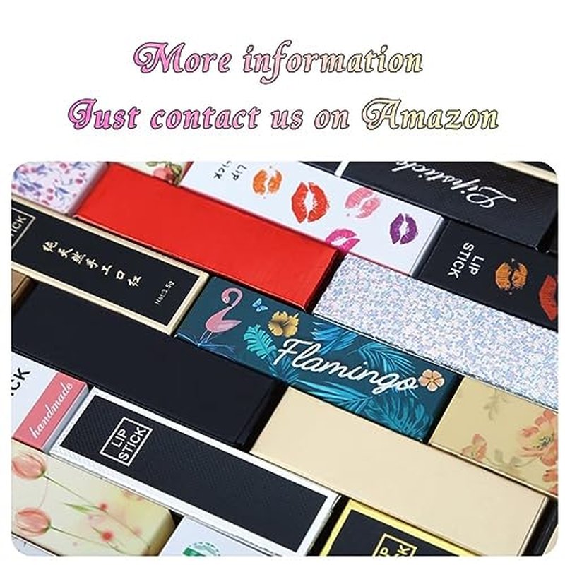 ANZKA 50 Pcs Lip Balm Boxes Packaging, 6.8x1.8x1.8cm Wrapping Box for 0.15Oz Lipbalm Containers Tubes, 5.5ml DIY Lipsticks Black Package Boxes