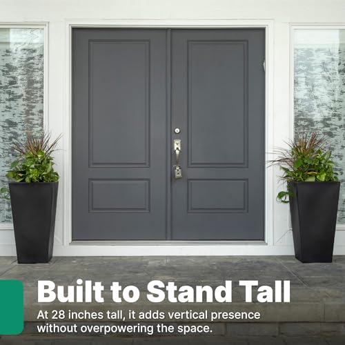 Onyx Black Step2 Tremont Tall Square Tapered Planter 28in Self-Watering