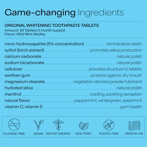 Nano Hydroxyapatite Whitening Toothpaste Tablets - Wild Mint, 62 Count - Original Pack