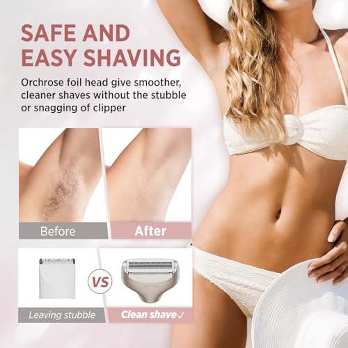 Electric Razor for Women 2-in-1: Painless Rechargeable Shaver for Face Legs Underarms and Bikini Area ? Travel Lock