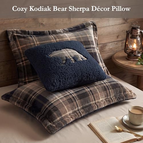 Woolrich King Reversible Plush Sherpa Comforter Set Brown & Black 4PC