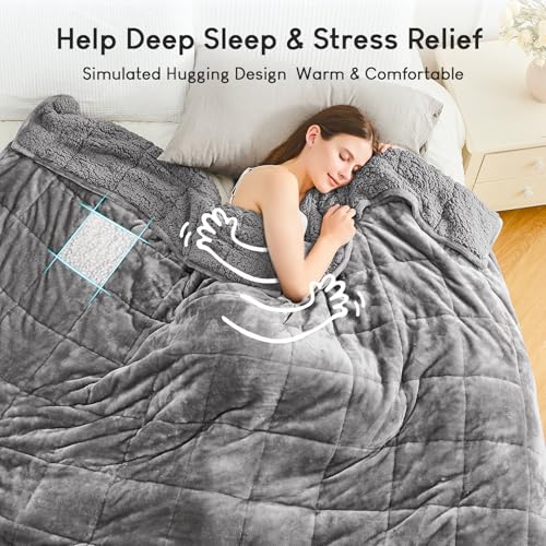 Cottonblue Weighted Blanket Queen Size 20 lbs 60x80 Inches Grey for Adults