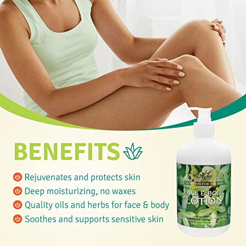 Concentrated Aloe Face & Body Lotion - 16 oz with Herbal Extracts & Grapefruit Scent - All Skin Types