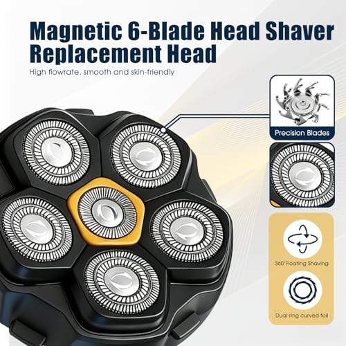 Magnetic 6-Blade Replacement Heads for Electric Shavers - 3 Packs - Waterproof & Hypoallergenic