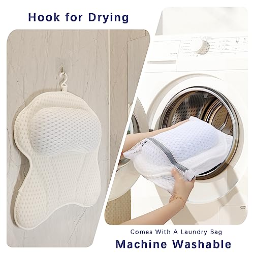 Bathtub Bath Pillow Headrest with Ergonomic TPE - Medium White