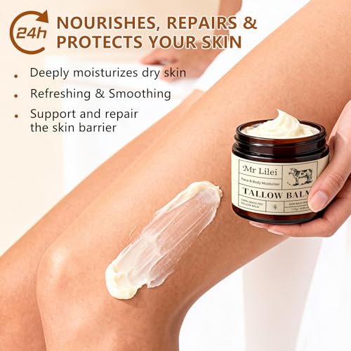 Lilei Beauty 5oz Beef Tallow & Honey Face & Body Moisturizer - Natural Skin Balm
