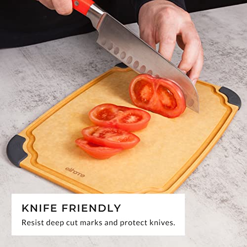 Elihome 3-Pack Essential Series Reversible Cutting Boards with Juice Groove, Knife Friendly & Dishwasher Safe