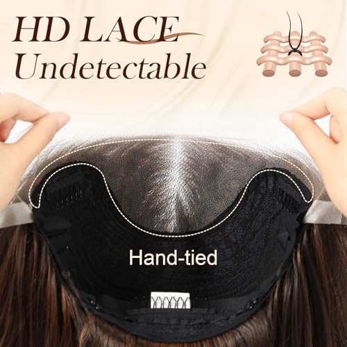 24 Inch Brown Lace Front Wig for Women HD Glueless Pre-Plucked Synthetic Hair