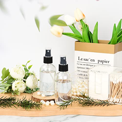 CycleMore 25 Pack 4oz Clear Glass Spray Bottles with Fine Mist Sprayers - Reusable Travel Dispensers